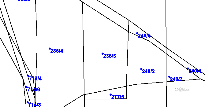 Parcela st. 236/5 v KÚ Kunětice, Katastrální mapa
