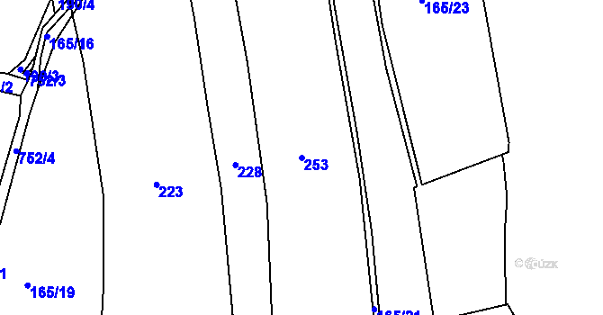 Parcela st. 253 v KÚ Kunětice, Katastrální mapa