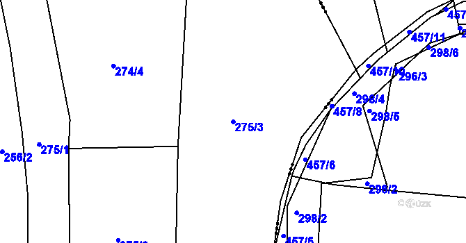 Parcela st. 275/3 v KÚ Kunětice, Katastrální mapa