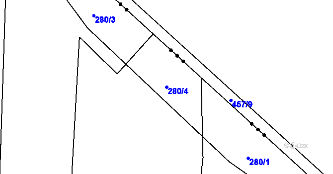 Parcela st. 280/4 v KÚ Kunětice, Katastrální mapa