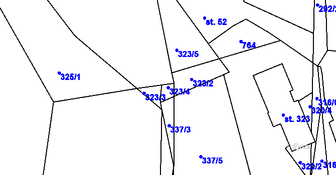 Parcela st. 323/4 v KÚ Kunětice, Katastrální mapa