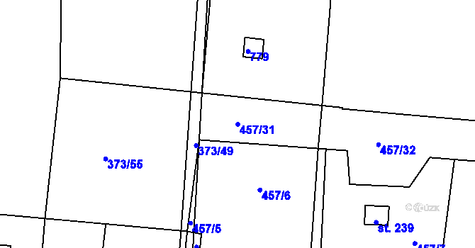 Parcela st. 457/31 v KÚ Kunětice, Katastrální mapa