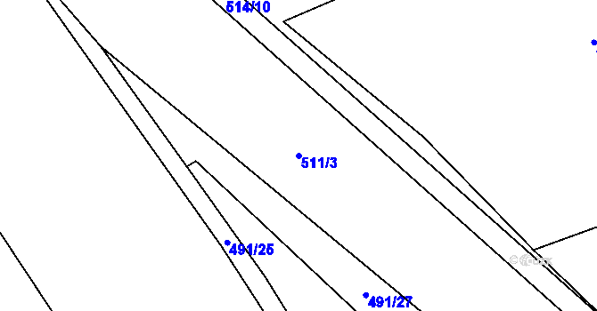 Parcela st. 511/3 v KÚ Kunětice, Katastrální mapa
