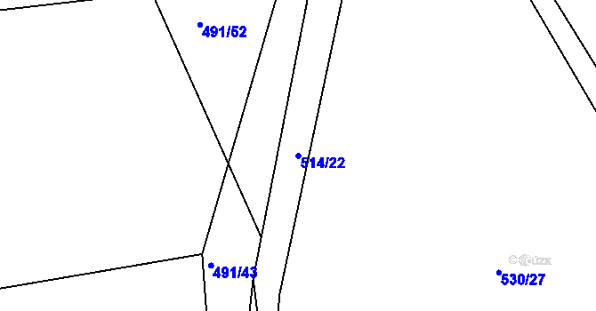 Parcela st. 514/22 v KÚ Kunětice, Katastrální mapa