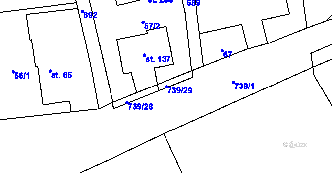 Parcela st. 739/29 v KÚ Kunětice, Katastrální mapa