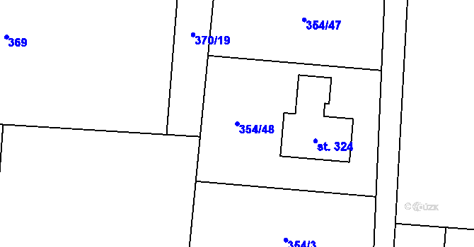 Parcela st. 354/48 v KÚ Kunětice, Katastrální mapa