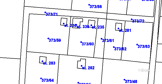 Parcela st. 373/60 v KÚ Kunětice, Katastrální mapa
