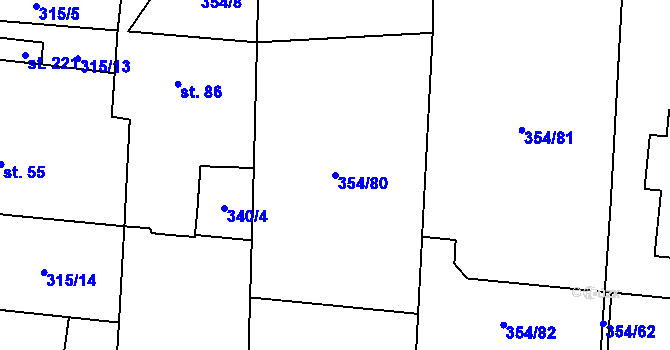 Parcela st. 354/80 v KÚ Kunětice, Katastrální mapa