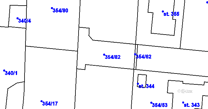 Parcela st. 354/82 v KÚ Kunětice, Katastrální mapa