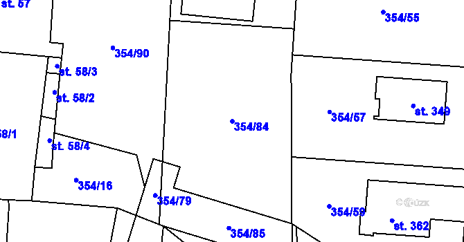 Parcela st. 354/84 v KÚ Kunětice, Katastrální mapa