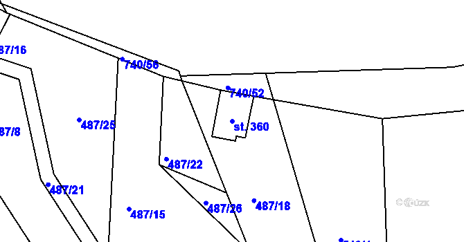 Parcela st. 360 v KÚ Kunětice, Katastrální mapa