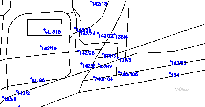 Parcela st. 138/3 v KÚ Kunětice, Katastrální mapa