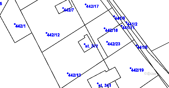 Parcela st. 372 v KÚ Kunětice, Katastrální mapa
