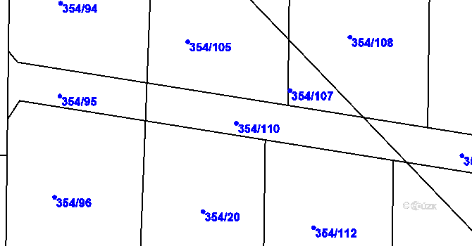 Parcela st. 354/110 v KÚ Kunětice, Katastrální mapa