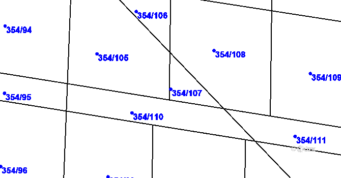 Parcela st. 354/107 v KÚ Kunětice, Katastrální mapa