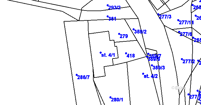 Parcela st. 4/1 v KÚ Němčice nad Labem, Katastrální mapa