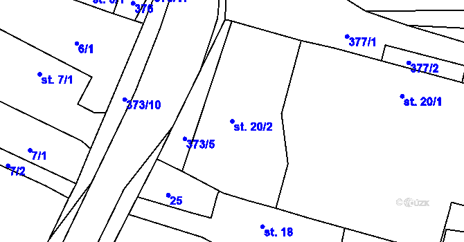 Parcela st. 20/2 v KÚ Němčice nad Labem, Katastrální mapa