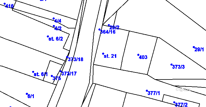 Parcela st. 21 v KÚ Němčice nad Labem, Katastrální mapa