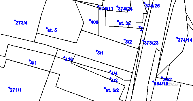 Parcela st. 3/1 v KÚ Němčice nad Labem, Katastrální mapa