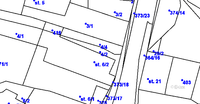 Parcela st. 4/2 v KÚ Němčice nad Labem, Katastrální mapa