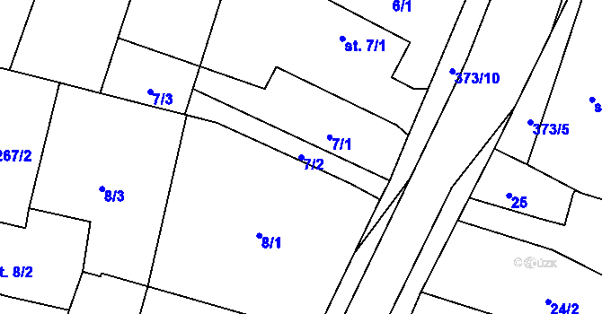Parcela st. 7/2 v KÚ Němčice nad Labem, Katastrální mapa