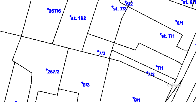 Parcela st. 7/3 v KÚ Němčice nad Labem, Katastrální mapa