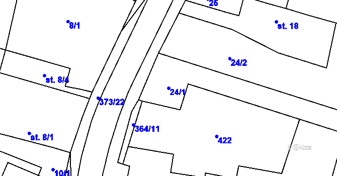 Parcela st. 24/1 v KÚ Němčice nad Labem, Katastrální mapa