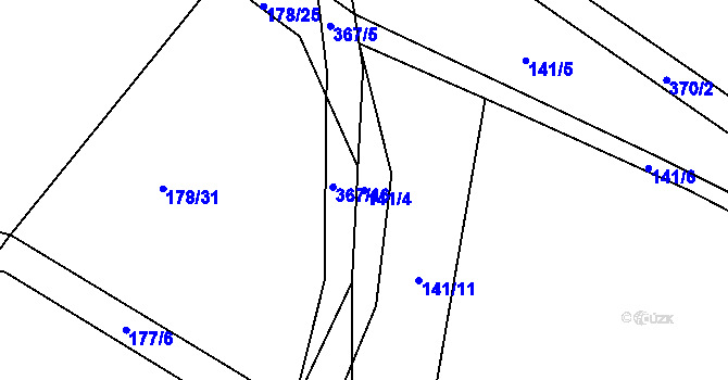 Parcela st. 141/4 v KÚ Němčice nad Labem, Katastrální mapa