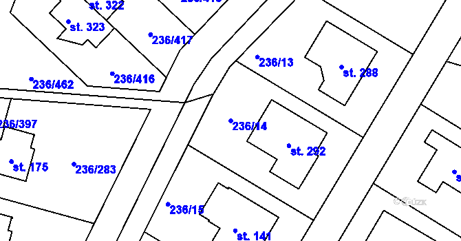 Parcela st. 236/14 v KÚ Němčice nad Labem, Katastrální mapa