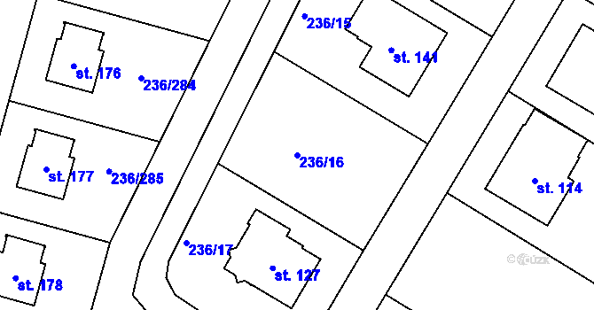 Parcela st. 236/16 v KÚ Němčice nad Labem, Katastrální mapa