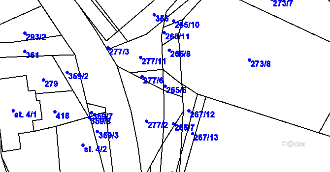 Parcela st. 265/6 v KÚ Němčice nad Labem, Katastrální mapa