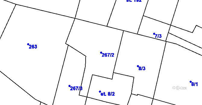 Parcela st. 267/2 v KÚ Němčice nad Labem, Katastrální mapa