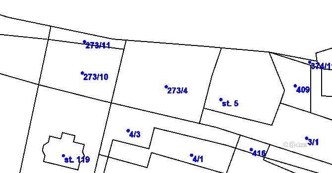 Parcela st. 273/4 v KÚ Němčice nad Labem, Katastrální mapa