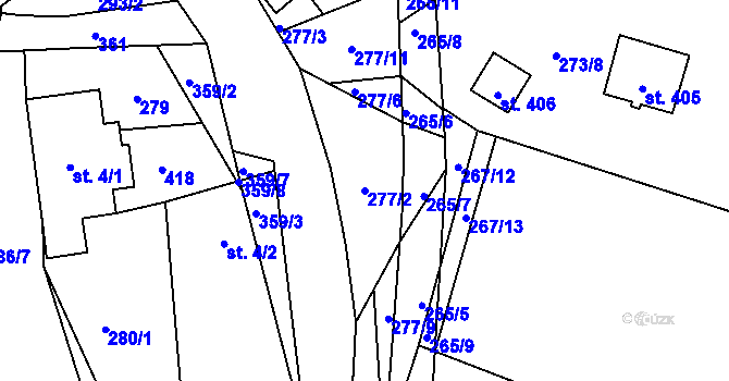 Parcela st. 277/2 v KÚ Němčice nad Labem, Katastrální mapa