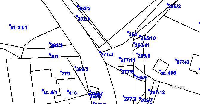 Parcela st. 277/3 v KÚ Němčice nad Labem, Katastrální mapa