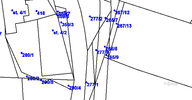 Parcela st. 277/9 v KÚ Němčice nad Labem, Katastrální mapa