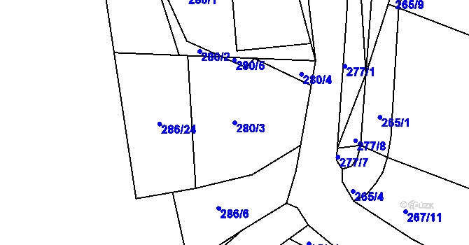 Parcela st. 280/3 v KÚ Němčice nad Labem, Katastrální mapa