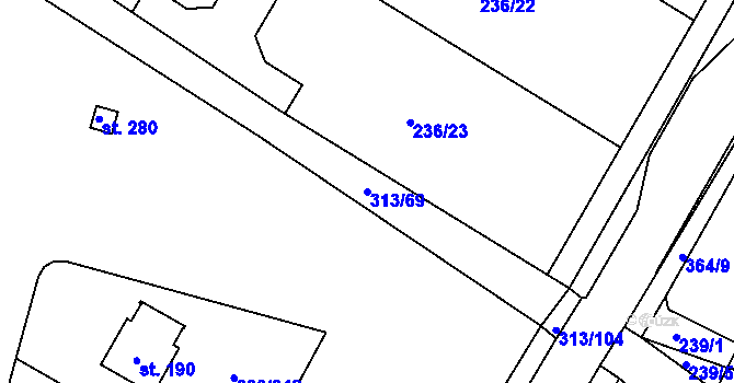 Parcela st. 313/69 v KÚ Němčice nad Labem, Katastrální mapa