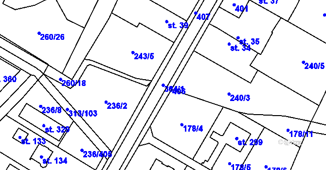 Parcela st. 364/1 v KÚ Němčice nad Labem, Katastrální mapa