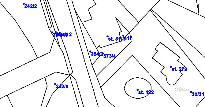 Parcela st. 373/4 v KÚ Němčice nad Labem, Katastrální mapa