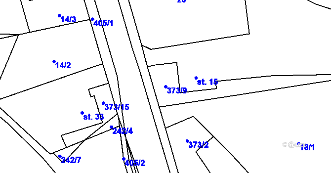 Parcela st. 373/9 v KÚ Němčice nad Labem, Katastrální mapa