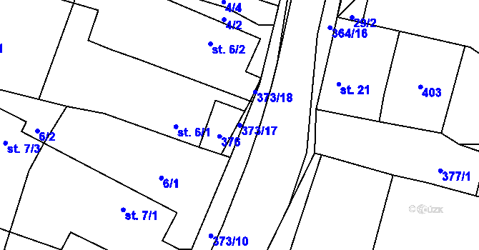 Parcela st. 373/17 v KÚ Němčice nad Labem, Katastrální mapa