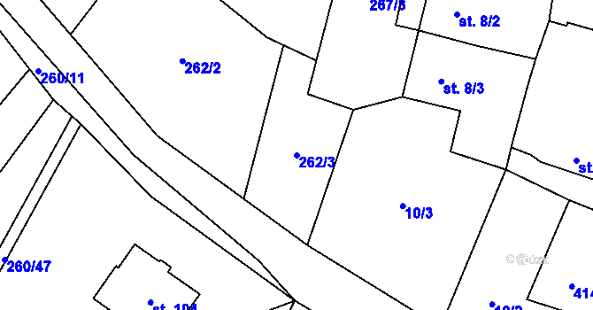 Parcela st. 262/3 v KÚ Němčice nad Labem, Katastrální mapa