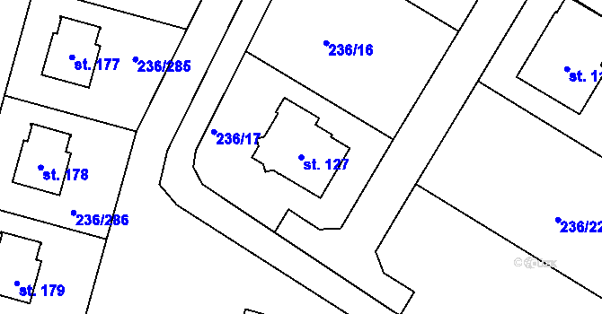 Parcela st. 127 v KÚ Němčice nad Labem, Katastrální mapa