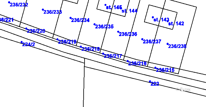 Parcela st. 236/217 v KÚ Němčice nad Labem, Katastrální mapa
