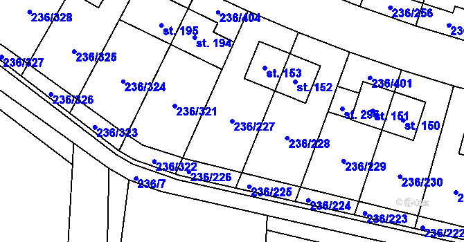 Parcela st. 236/227 v KÚ Němčice nad Labem, Katastrální mapa