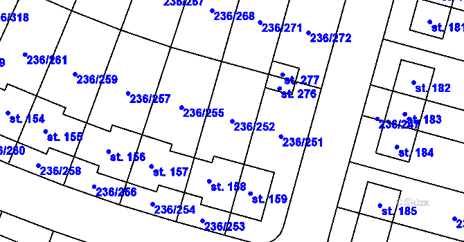 Parcela st. 236/252 v KÚ Němčice nad Labem, Katastrální mapa