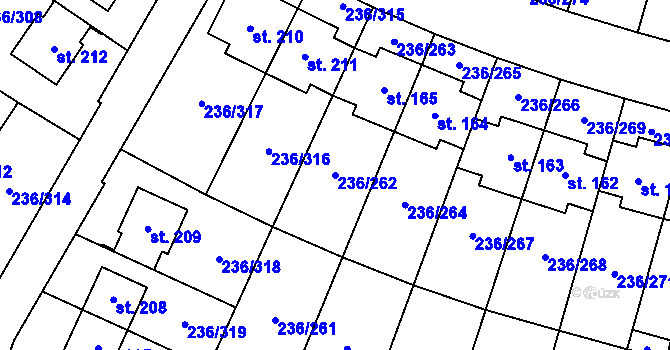 Parcela st. 236/262 v KÚ Němčice nad Labem, Katastrální mapa