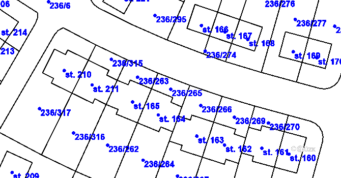 Parcela st. 236/265 v KÚ Němčice nad Labem, Katastrální mapa