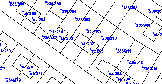 Parcela st. 202 v KÚ Němčice nad Labem, Katastrální mapa